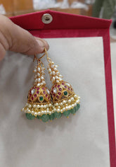 Rice Pearl Jhumki In Kundan - KE00474